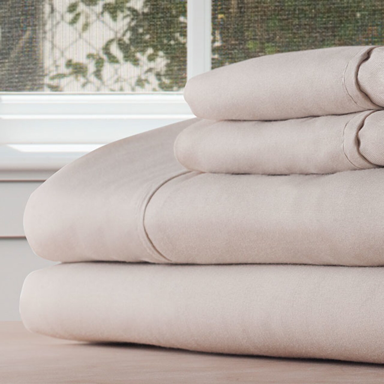 Lavish Home Series 1200 Twin Sheet Set Bone Color 3 Piece Soft Microfiber